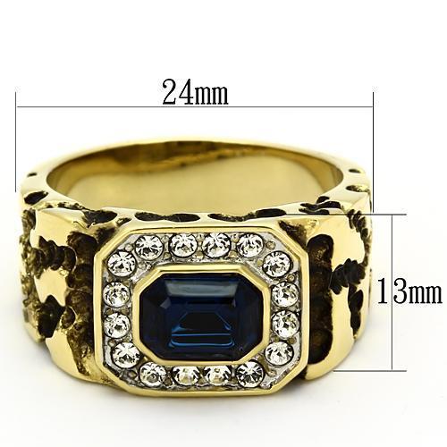 TK756 - Two-Tone IP Gold (Ion Plating) Stainless Steel Ring with Top Grade Crystal in Montana