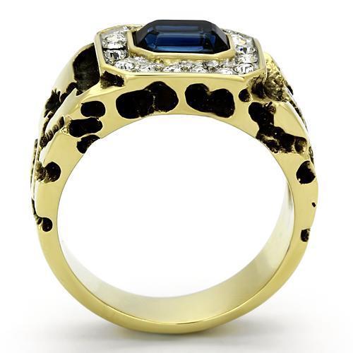 TK756 - Two-Tone IP Gold (Ion Plating) Stainless Steel Ring with Top Grade Crystal in Montana