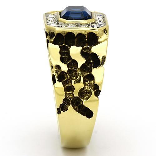 TK756 - Two-Tone IP Gold (Ion Plating) Stainless Steel Ring with Top Grade Crystal in Montana