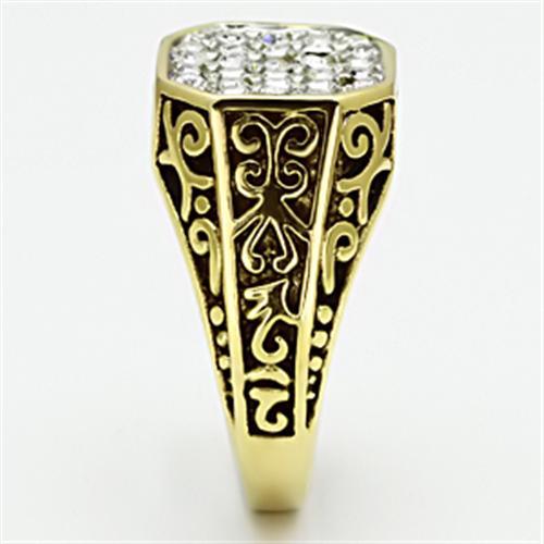 TK757 - Two-Tone IP Gold (Ion Plating) Stainless Steel Ring with Top Grade Crystal in Clear
