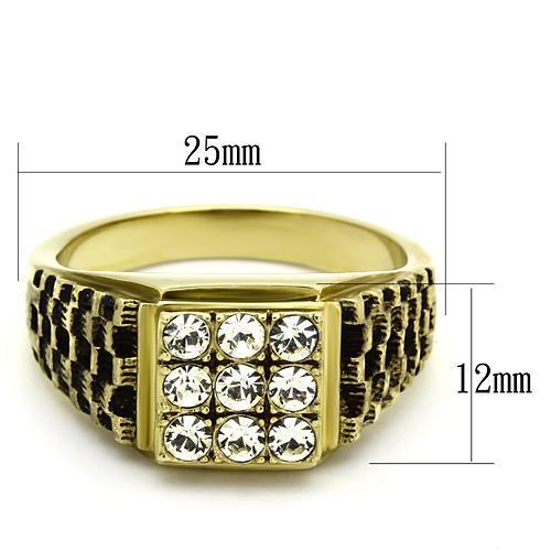TK765 - IP Gold(Ion Plating) Stainless Steel Ring with Top Grade Crystal in Clear