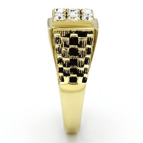 TK765 - IP Gold(Ion Plating) Stainless Steel Ring with Top Grade Crystal in Clear