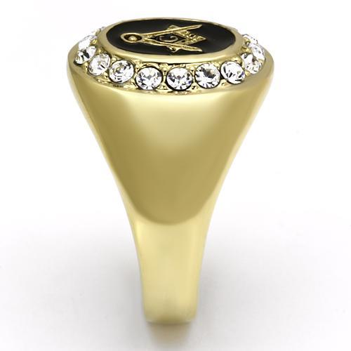 TK766 - IP Gold(Ion Plating) Stainless Steel Ring with Top Grade Crystal in Clear