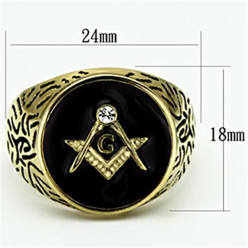 TK768 - IP Gold(Ion Plating) Stainless Steel Ring with Top Grade Crystal in Clear