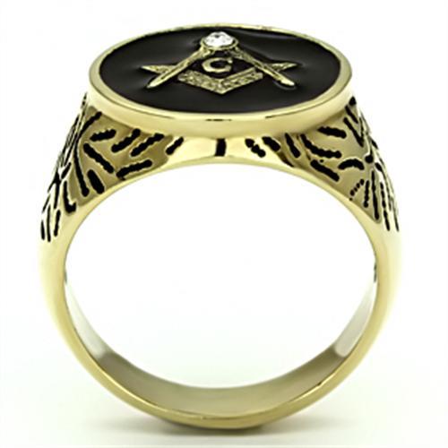 TK768 - IP Gold(Ion Plating) Stainless Steel Ring with Top Grade Crystal in Clear