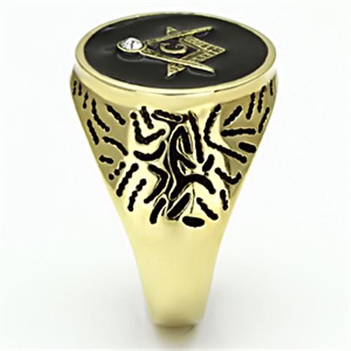 TK768 - IP Gold(Ion Plating) Stainless Steel Ring with Top Grade Crystal in Clear