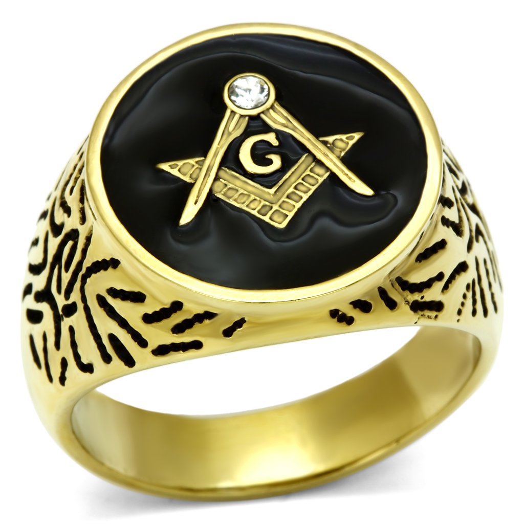 TK768 - IP Gold(Ion Plating) Stainless Steel Ring with Top Grade Crystal in Clear