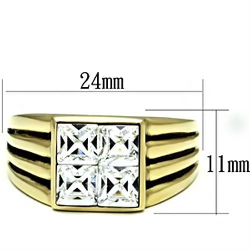 TK769 - IP Gold(Ion Plating) Stainless Steel Ring with Top Grade Crystal in Clear