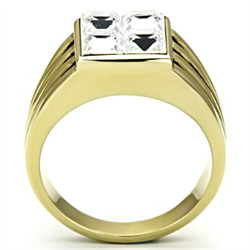 TK769 - IP Gold(Ion Plating) Stainless Steel Ring with Top Grade Crystal in Clear
