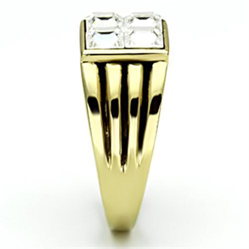 TK769 - IP Gold(Ion Plating) Stainless Steel Ring with Top Grade Crystal in Clear