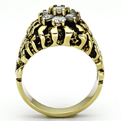 TK771 - IP Gold(Ion Plating) Stainless Steel Ring with AAA Grade CZ in Clear