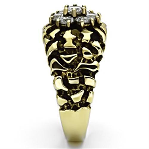 TK771 - IP Gold(Ion Plating) Stainless Steel Ring with AAA Grade CZ in Clear