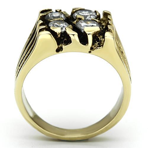 TK772 - IP Gold(Ion Plating) Stainless Steel Ring with AAA Grade CZ in Clear