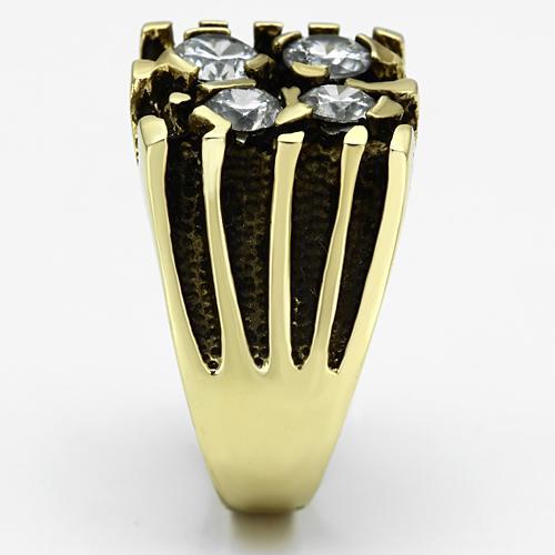 TK772 - IP Gold(Ion Plating) Stainless Steel Ring with AAA Grade CZ in Clear