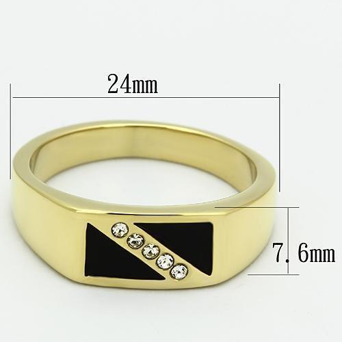 TK775 - IP Gold(Ion Plating) Stainless Steel Ring with Top Grade Crystal in Clear