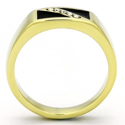 TK775 - IP Gold(Ion Plating) Stainless Steel Ring with Top Grade Crystal in Clear