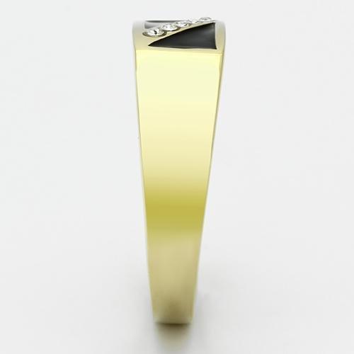 TK775 - IP Gold(Ion Plating) Stainless Steel Ring with Top Grade Crystal in Clear