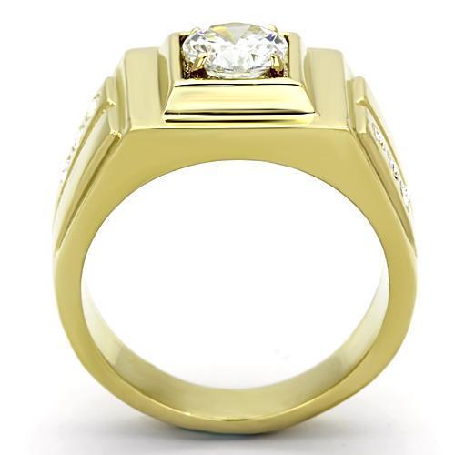 TK791 - IP Gold(Ion Plating) Stainless Steel Ring with AAA Grade CZ in Clear