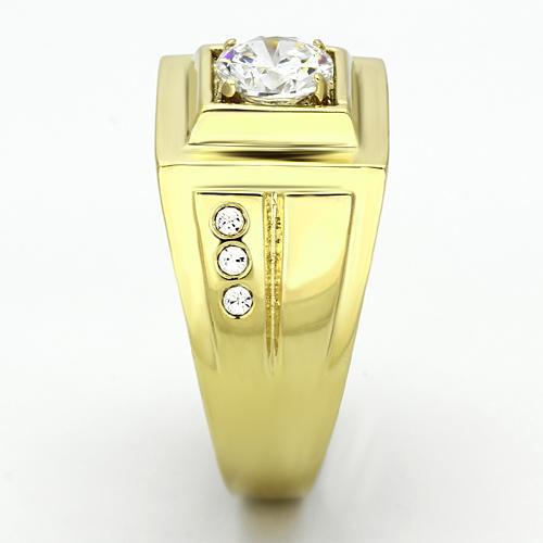 TK791 - IP Gold(Ion Plating) Stainless Steel Ring with AAA Grade CZ in Clear