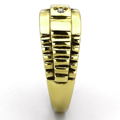 TK794 - IP Gold(Ion Plating) Stainless Steel Ring with AAA Grade CZ in Clear