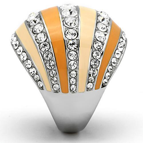 TK798 - High polished (no plating) Stainless Steel Ring with Top Grade Crystal in Clear