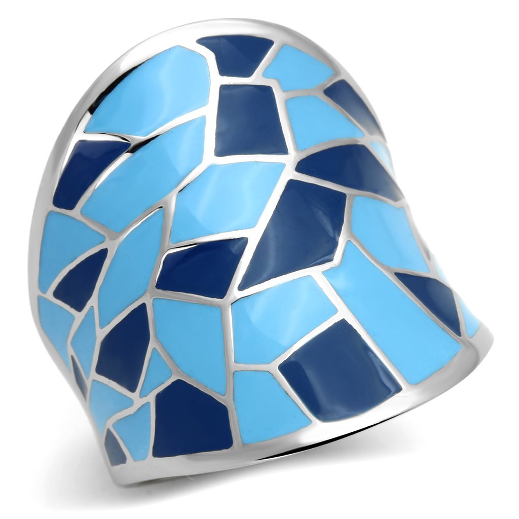 TK799 - High polished (no plating) Stainless Steel Ring with Epoxy in Multi Color