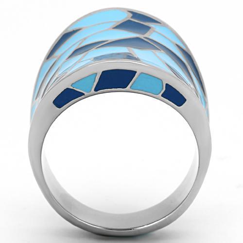 TK799 - High polished (no plating) Stainless Steel Ring with Epoxy in Multi Color