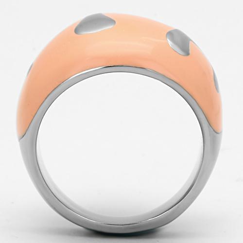 TK802 - High polished (no plating) Stainless Steel Ring with Epoxy in Orange