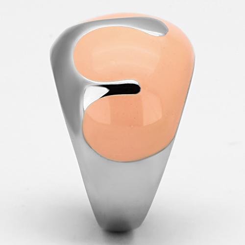 TK802 - High polished (no plating) Stainless Steel Ring with Epoxy in Orange