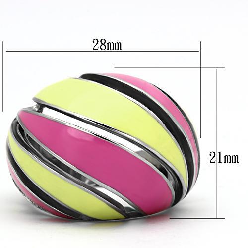 TK803 - High polished (no plating) Stainless Steel Ring with Epoxy in Multi Color