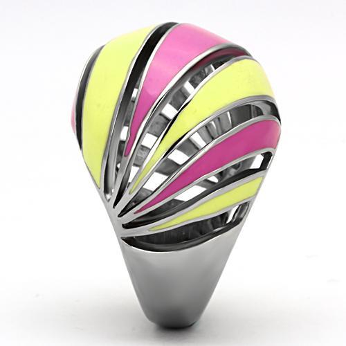 TK803 - High polished (no plating) Stainless Steel Ring with Epoxy in Multi Color