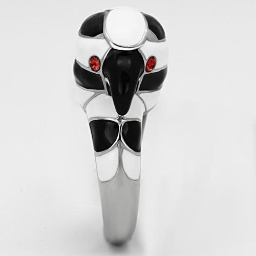 TK806 - High polished (no plating) Stainless Steel Ring with Top Grade Crystal in Orange