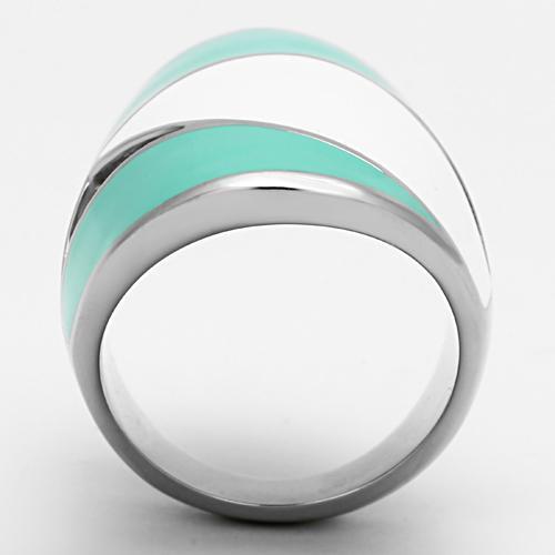 TK808 - High polished (no plating) Stainless Steel Ring with Epoxy in Multi Color