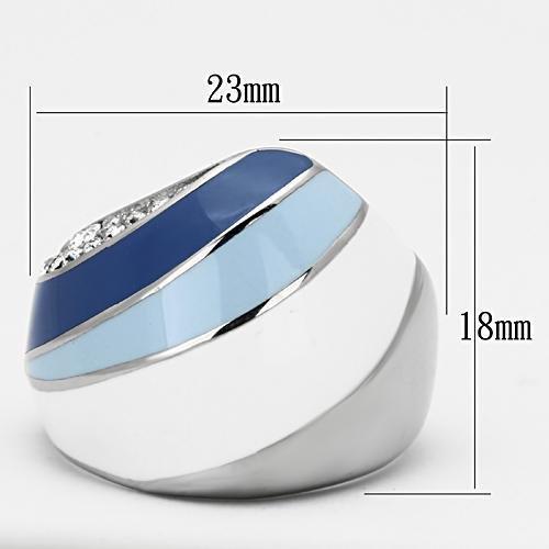 TK809 - High polished (no plating) Stainless Steel Ring with Top Grade Crystal in Clear