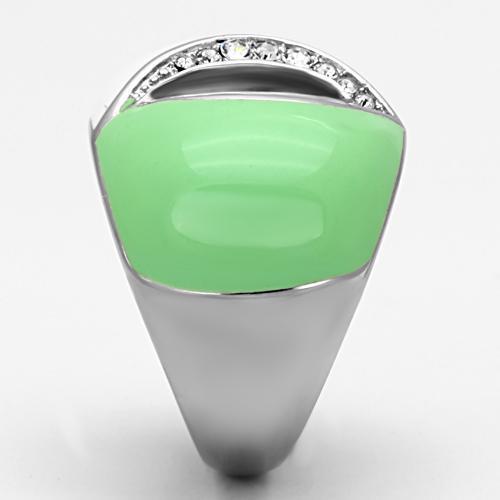 TK811 - High polished (no plating) Stainless Steel Ring with Top Grade Crystal in Clear