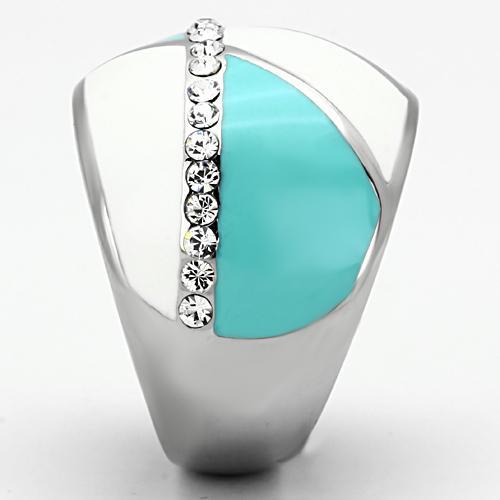 TK812 - High polished (no plating) Stainless Steel Ring with Top Grade Crystal in Clear