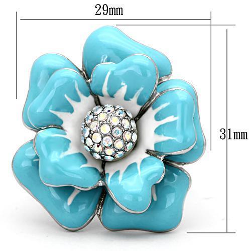 TK817 - High polished (no plating) Stainless Steel Ring with Top Grade Crystal in Aurora Borealis (Rainbow Effect)