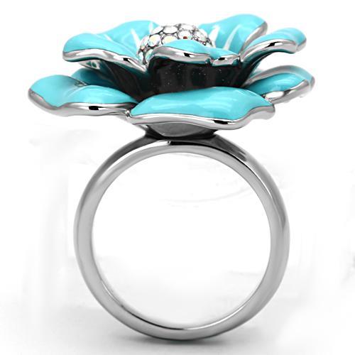 TK817 - High polished (no plating) Stainless Steel Ring with Top Grade Crystal in Aurora Borealis (Rainbow Effect)
