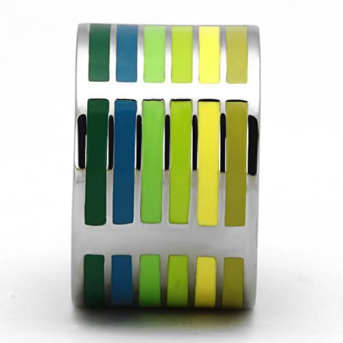 TK819 - High polished (no plating) Stainless Steel Ring with Epoxy in Multi Color