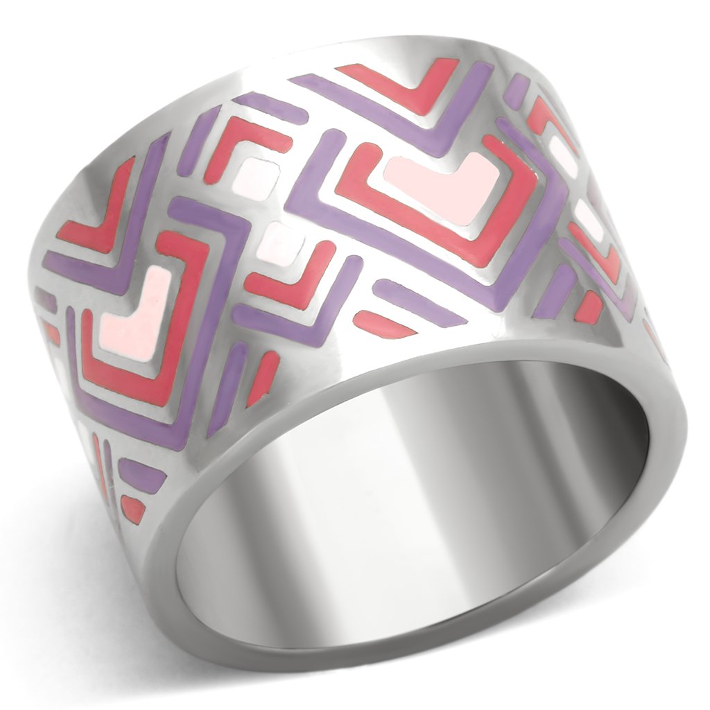 TK823 - High polished (no plating) Stainless Steel Ring with Epoxy in Multi Color