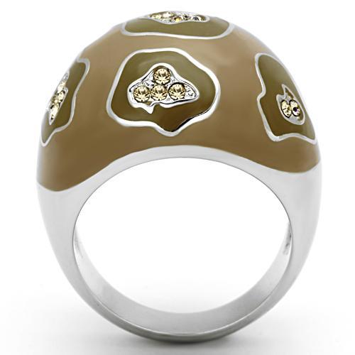 TK826 - High polished (no plating) Stainless Steel Ring with Top Grade Crystal in Citrine Yellow