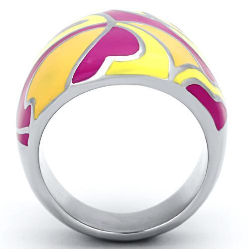 TK834 - High polished (no plating) Stainless Steel Ring with Epoxy in Multi Color