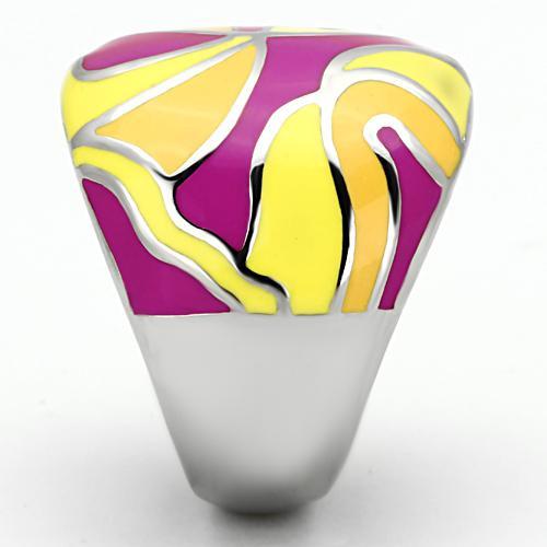 TK834 - High polished (no plating) Stainless Steel Ring with Epoxy in Multi Color