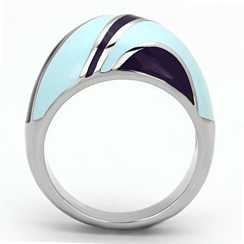 TK835 - High polished (no plating) Stainless Steel Ring with Epoxy in Multi Color