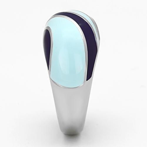 TK835 - High polished (no plating) Stainless Steel Ring with Epoxy in Multi Color