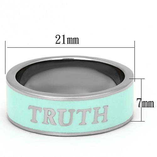 TK836 - High polished (no plating) Stainless Steel Ring with Epoxy in Turquoise