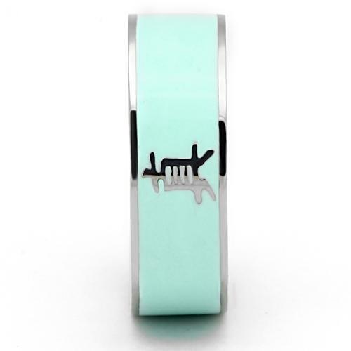 TK836 - High polished (no plating) Stainless Steel Ring with Epoxy in Turquoise