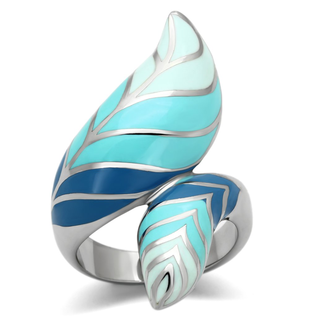 TK838 - High polished (no plating) Stainless Steel Ring with Epoxy in Multi Color