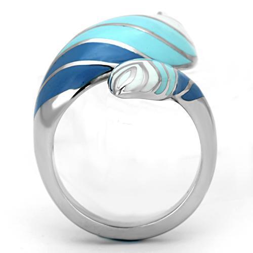 TK838 - High polished (no plating) Stainless Steel Ring with Epoxy in Multi Color