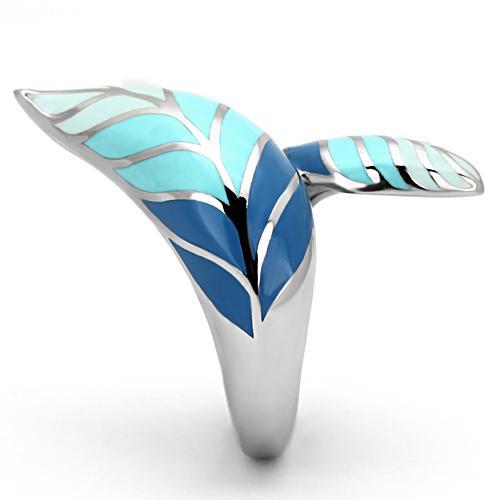 TK838 - High polished (no plating) Stainless Steel Ring with Epoxy in Multi Color